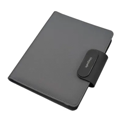 Dosar organizator A5 din R-PET, cu sistem de blocare și închidere magnetică care se luminează – cu imprimare personalizată