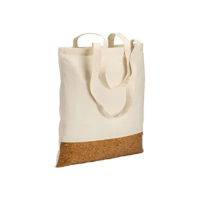 Pungă de cumpărături din bumbac de 135 g/m², cu fund din plută și mânere lungi – cu imprimare personalizată