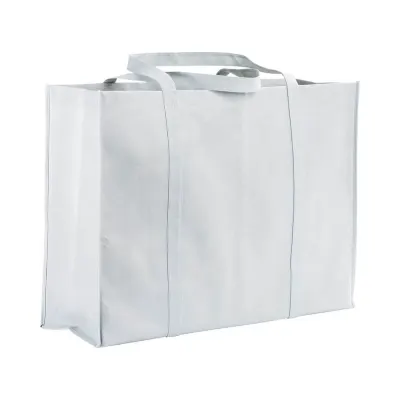 Geantă de cumpărături mare din material nețesut de 100 g/m², cusută, cu pliu lateral și mânere lungi – cu imprimare personalizată