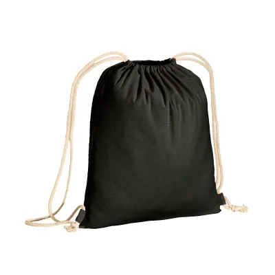 Rucsac în culori uni, din bumbac reciclat (140 g/m²). Închidere cu două șnururi – cu imprimare personalizată