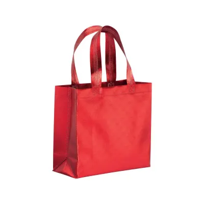 Mini-geantă de cumpărături din material nețesut laminat, sudată termic, cu mânere scurte și pliu de lărgire – cu imprimare personalizată