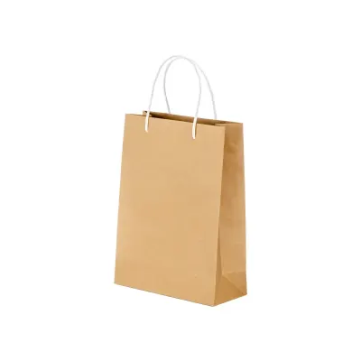 Pungă din hârtie reciclată de 150 g/m², cu pliu lateral și mânere scurte colorate – cu imprimare personalizată
