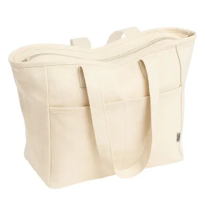 Geantă din bumbac reciclat, 450 g/m², cu mânere lungi și buzunar dublu în față – cu imprimare personalizată