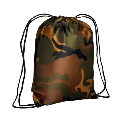 Rucsac de camuflaj din poliester 210T, cu închidere cu șnur și colțuri întărite – cu imprimare personalizată