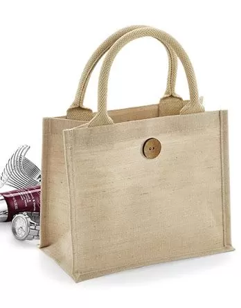 Tote bag Cadou Iuta si Bumbac cu buton de închidere - Juco Mini Gift Bag