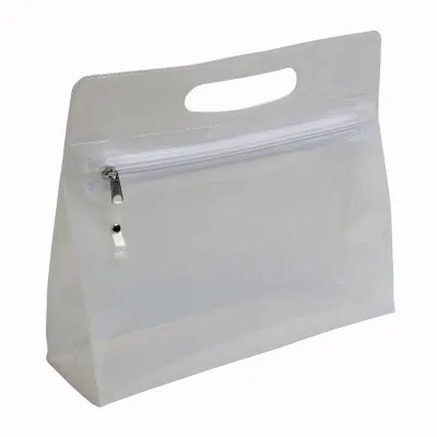 Geantă cosmetică din PVC transparentă, cu fermoar și mâner – cu imprimare personalizată