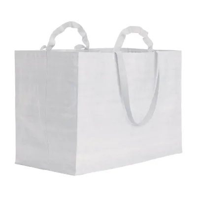 Geantă de cumpărături mare din polipropilenă reciclată, cu două mânere din panglică (una scurtă și una lungă) – cu imprimare personalizată