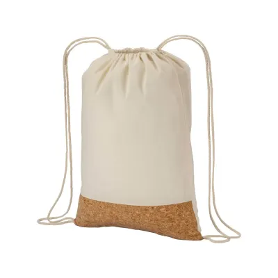 Rucsac din bumbac de 135 g/m², cu închidere cu șnur, cu bază din plută – cu imprimare personalizată