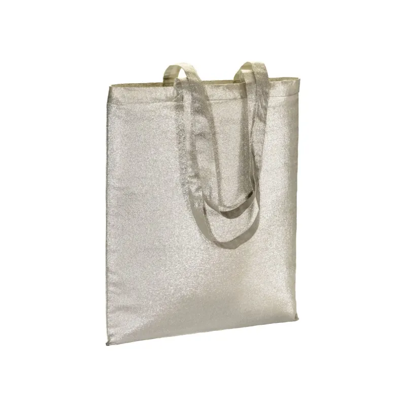 Pungă de cumpărături din policoton strălucitor, 90 g/m², cu mânere lungi – cu imprimare personalizată