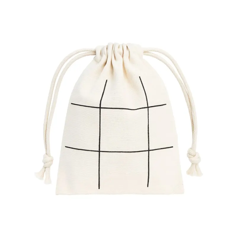 Joc de tic-tac-toe din lemn, cu pungă din bumbac – cu imprimare personalizată