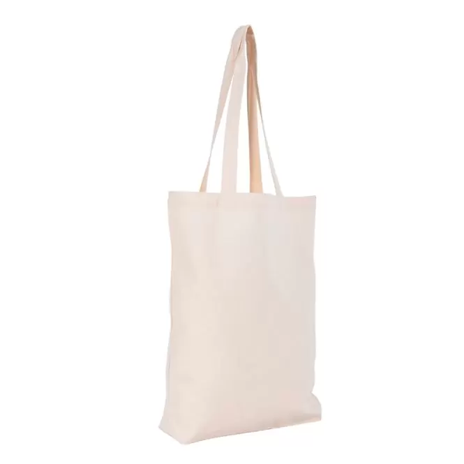 Tote bag cu burduf din bumbac premium de 240g cu mânere lungi 38x42x9cm