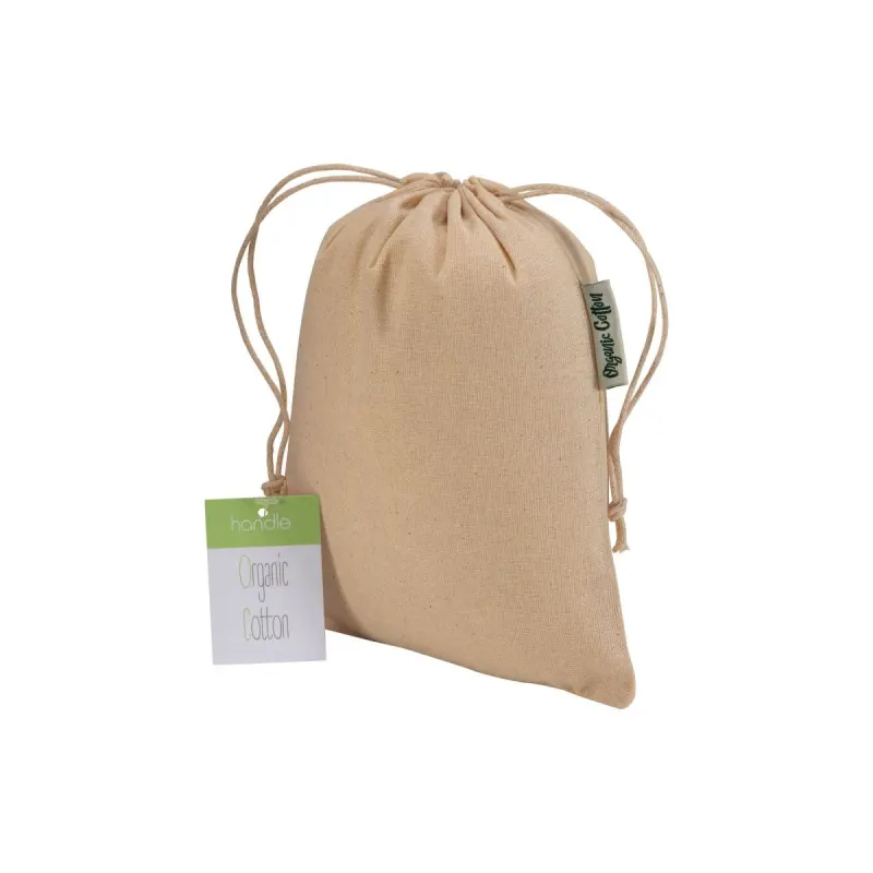 Pungă cadou din bumbac organic, 140 g/m², 15 x 20 cm – cu imprimare personalizată
