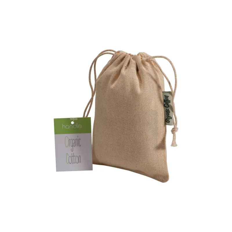 Pungă cadou din bumbac organic, 140 g/m², 10 x 14 cm – cu imprimare personalizată