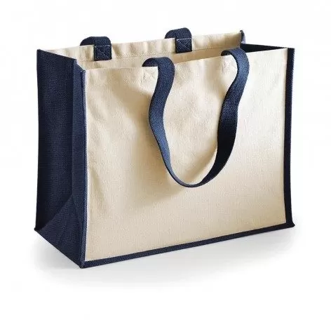 Tote bag pictat clasic bumbac si Iuta - Printers' Jute Classic Shopper