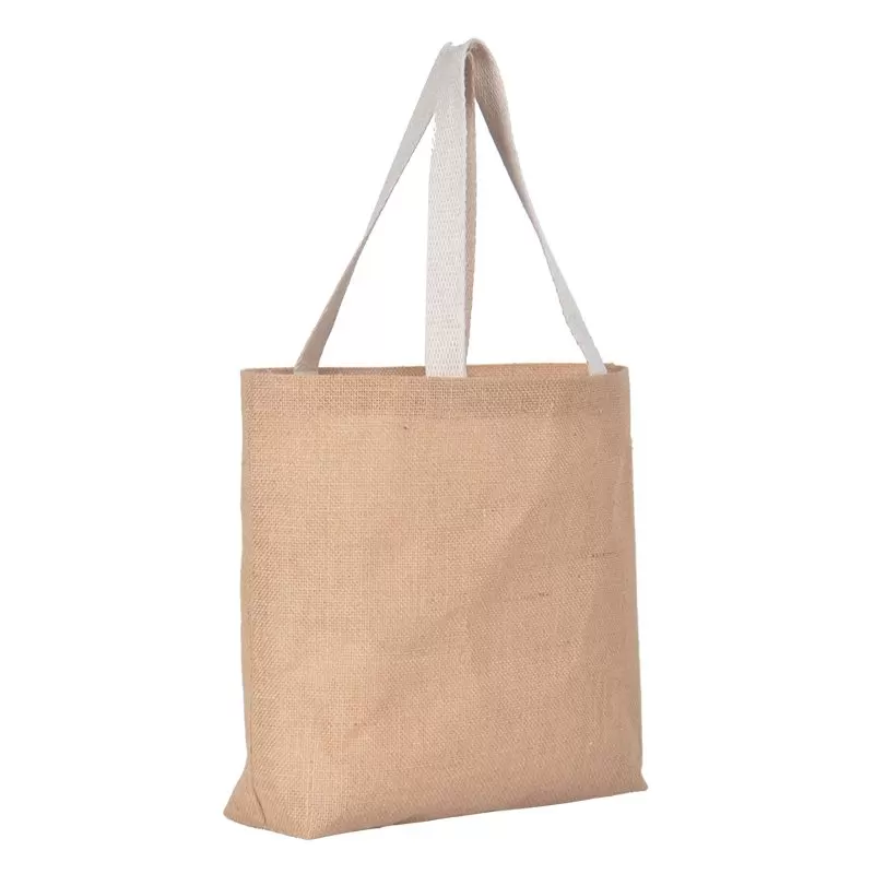 Tote bag din iuta cu maner din bumbac 39x30x10cm