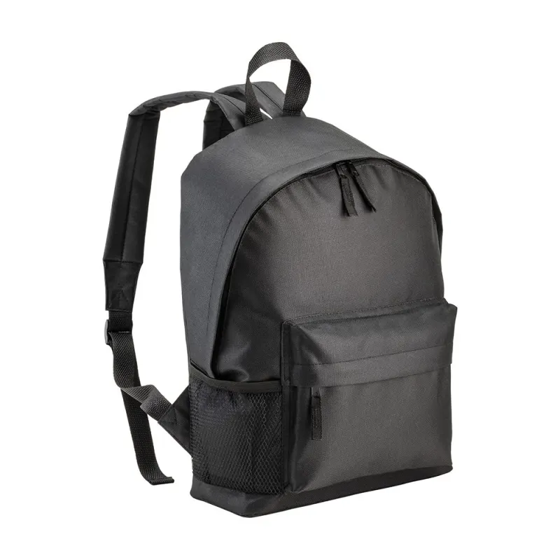 Rucsac din poliester reciclat (R-PET) cu buzunar exterior cu fermoar – cu imprimare personalizată