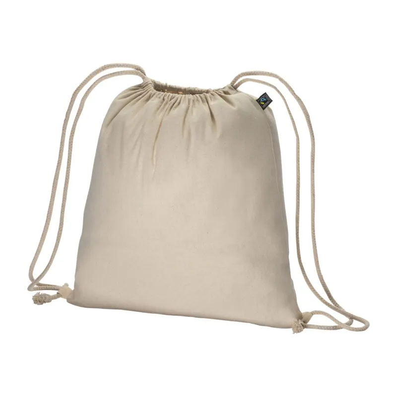 Rucsac din bumbac FAIRTRADE ® de 140 g/m², cu închidere cu șnur – cu imprimare personalizată